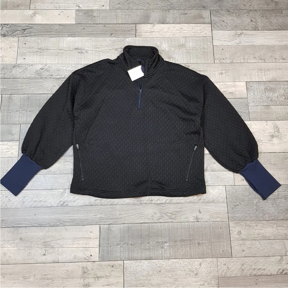 Sweaty Betty Womens Black Pace Jacquard Run Half Zip Top Medium UK 12 BNWT - Picture 8 of 14